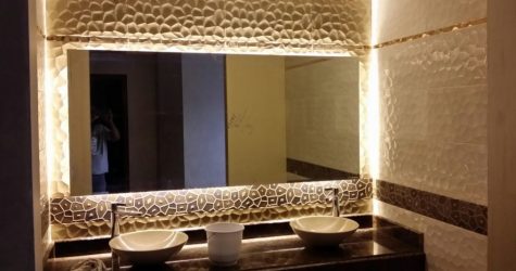 Glass Mirror with Lighting